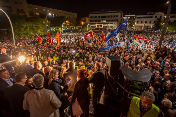 Protesta në Podgoricë. Foto: Zeljko Bracanovic/BIRN.